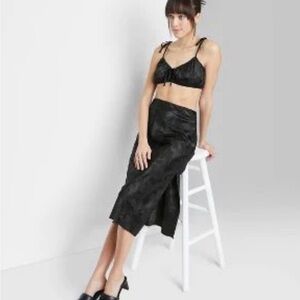 WILD FABLE Satin jacquard crop top